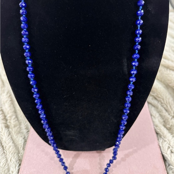 Faceted Blue Crystal Beaded Necklace approx. 16”. NWOT - Picture 3 of 4